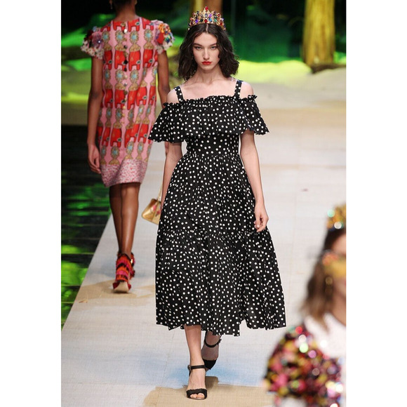 Dolce & Gabbana Runway Off-Shoulder Ruffled Polka Dot Dress IT 36, US 0 w/COA - Picture 1 of 14